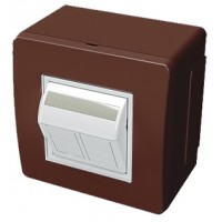Коробки в зборі з 2 розетками RJ-45, кат. 5е, коричневий, 10656B, серія Brava, ДКС