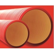 Труба гофра двустенная жесткая (усиленная), (10 кПа), Ø нар./вн., мм 200/172, цвет красный, с протяжкой, 6м