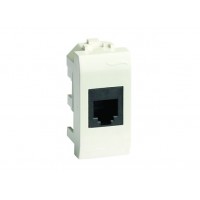 Комп'ютерна розетка RJ-45, категорія 5е, UTP (комплектується 1 гніздом типу Keystone пр-ва 'AMP 110 Connect'), слонова кістка, 1 мод., 75646S, серія Brava, ДКС