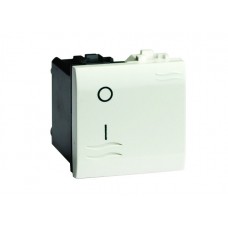 Двухполюсный выключатель с подсветкой, белый RAL 9010, 2 мод., 76122BL, серия Brava, ДКС