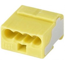 Микро-клемма для распределительных коробок, на 4 проводника, 243-504 желтая, Wago
