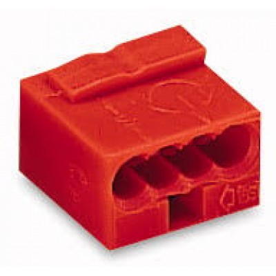 Микро-клемма для распределительных коробок, на 4 проводника, 243-804 красная, Wago