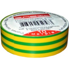 Изолента e.tape.pro.10.yellow-green из самозатухающего ПВХ, желто-зеленая (10м), E.NEXT