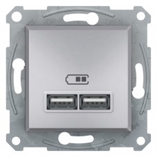 Розетка USB 2,1A Asfora EPH2700261 алюминий