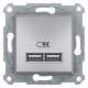 Розетка USB 2,1A Asfora EPH2700261 алюминий