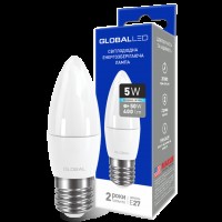 Декоративна лампа LED GLOBAL C37 CL-F 5W яскраве світло 220V E27 AP (1-GBL-132) (NEW)