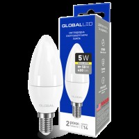 Декоративна лампа LED GLOBAL C37 CL-F 5W м'яке світло 220V E14 AP (1-GBL-133) (NEW)