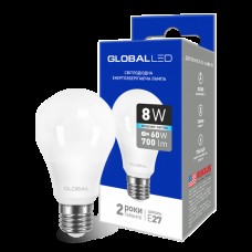 Лампа общего назначения LED лампа GLOBAL A60 8W яркий свет 220V E27 AL (1-GBL-162) (NEW)