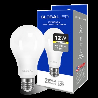 Лампа общего назначения LED лампа GLOBAL A60 12W мягкий свет 220V E27 AL (1-GBL-165) (NEW)
