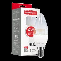 Декоративна лампа LED лампа MAXUS C37 CL-C 4W м'яке світло 220V E14 (1-LED-5313) (NEW)