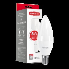 Декоративная лампа LED лампа MAXUS C37 CL-F 8W 4100K 220V E14 (1-LED-5318) (NEW)