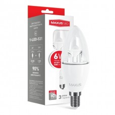Декоративная лампа LED лампа MAXUS C37 6W мягкий свет 220V E14 (1-LED-531) (NEW)