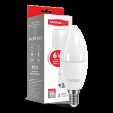Декоративная лампа LED лампа MAXUS C37 6W мягкий свет 220V E14 (1-LED-533) (NEW)