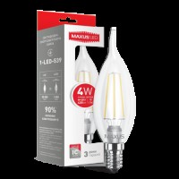 Лампа загального призначення (filament) LED лампа MAXUS (філамент), C37 TL, 4W, м'яке світло, E14 (1-LED-539) (NEW)