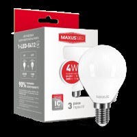 Декоративная лампа LED лампа MAXUS G45 F 4W яркий свет 220V E14 (1-LED-5412) (NEW)