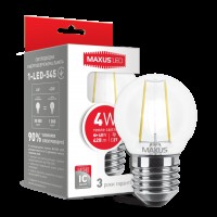 Лампа общего назначения (filament) LED лампа MAXUS (филамент), G45, 4W, яргкий свет,E14 (1-LED-548) (NEW)