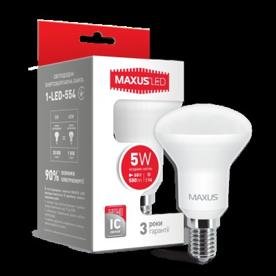 Рефлекторная лампа LED лампа MAXUS R50 5W яркий свет 220V E14 (1-LED-554) (NEW)