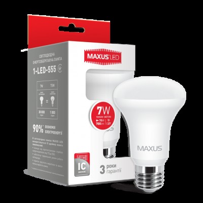 Рефлекторна лампа LED лампа MAXUS R63 7W м'яке світло 220V E27 (1-LED-555) (NEW)