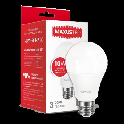 Лампа общего назначения LED лампа MAXUS A60 10W мягкий свет 220V E27 (1-LED-561-P) (NEW)