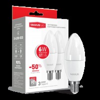 Декоративна лампа Набір LED ламп MAXUS C37 6W м'яке світло 220V E14 (по 2 шт.) (2-LED-533) (NEW)