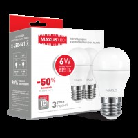 Набір LED ламп MAXUS G45 6W м'яке світло 220V E27 (по 2 шт.) (2-LED-541) (NEW)