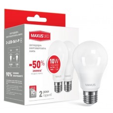 Набор LED ламп MAXUS A60 10W мягкий свет 220V E27 (по 2 шт.) (2-LED-561-P) (NEW)