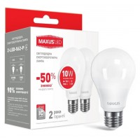 Набір LED ламп MAXUS A60 10W яскраве світло 220V E27 (по 2 шт.) (2-LED-562-P) (NEW)