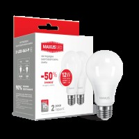 Набір LED ламп MAXUS A65 12W м'яке світло 220V E27 (по 2 шт.) (2-LED-563-P) (NEW)