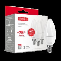 Набір LED ламп MAXUS C37 CL-F 4W яскраве світло 220V E14 (по 3шт) (3-LED-5312) (NEW)