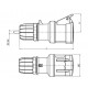 Розетка кабельна IP44 16A 2P+E 230V, ДКС