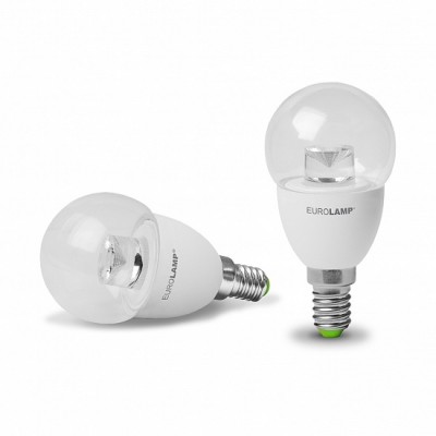 LED Лампа ЕКО серия 'D' G45 прозора 5W E14 3000K EUROLAMP LED-G45-05143(D)