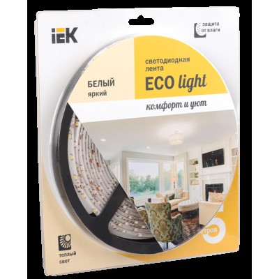 Стрічка LED 5м блістер LSR-3528WW60-4.8-IP65-12V теплий білий колір IEK-eco