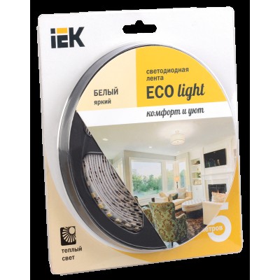 Лента LED 5м блистер LSR-3528WW120-9.6-IP20-12V IEK-eco