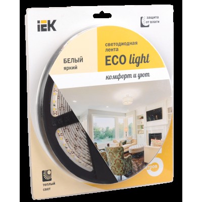 Стрічка LED 5м блістер LSR-3528WW120-9.6-IP65-12V IEK-eco