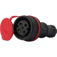 Силова розетка переносна c захисною кришкою каучукова e.socket.rubber.071.32, 4п., 32А, E.NEXT
