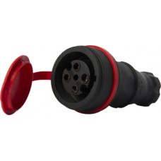 Силовая розетка переносная c защитной крышкой каучуковая e.socket.rubber.061.16, 4п., 16А, E.NEXT