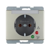 Розетка з з/к, зах.від перенапр., поле д/напису, сталевий лак, 16А/250В ARSYS 41529004