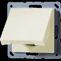 Розетка с з/к с крышкой IP44 JUNG AS1520BFKL слоновая кость
