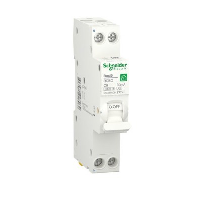 Компактный дифавтомат RESI9 Schneider Electric 6 А, 30 мA, 1P+N, 6кA, кривая С, тип А