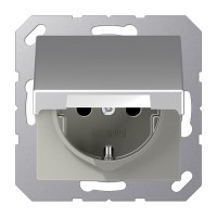 Розетка із з/к та з кришок. 230V/16A ECO PROFI, колір алюміній