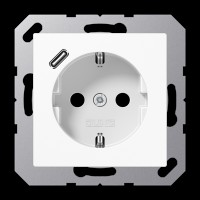 Розетка SCHUKO з USB тип C, JUNG A1520-18CWW, колір білий