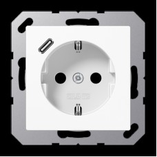 Розетка SCHUKO с USB тип C, JUNG A1520-18CWW, цвет белый