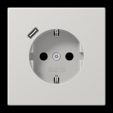 Розетка с з/к с защитными шторками и USB тип С (быстрая зарядка)  JUNG LS 1520-18 C LG светло серый