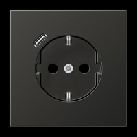 Розетка із з/к із захисними шторками та USB тип С (швидка зарядка) JUNG AL 1520-18 C AN антрацит