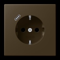 Розетка із з/к із захисними шторками та USB тип С (швидка зарядка) JUNG ME 1520-18 C AT латунь Antik