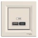 Розетка USB тип А+С 2,4А Schneider Electric Asfora EPH2700323 крем