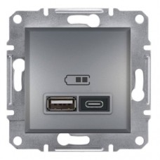 Розетка USB тип А+С 2,4А Schneider Electric Asfora EPH2700362 сталь