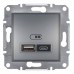 Розетка USB тип А+С 2,4А Schneider Electric Asfora EPH2700362 сталь