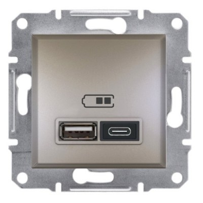 Розетка USB тип А+С 2,4А Schneider Electric Asfora EPH2700369 бронза