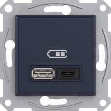 USB розетка А+С, 3 А, 45 Вт, антрацит, Asfora, Schneider Electric, EPH2700471